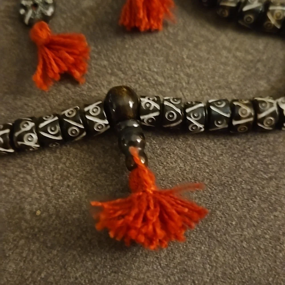 Tibetan Buddhist Carved Gemstone 108 Mala Prayer Beads